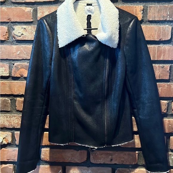 SW3 Bespoke Moto Jacket faux Shearling - Picture 3 of 4